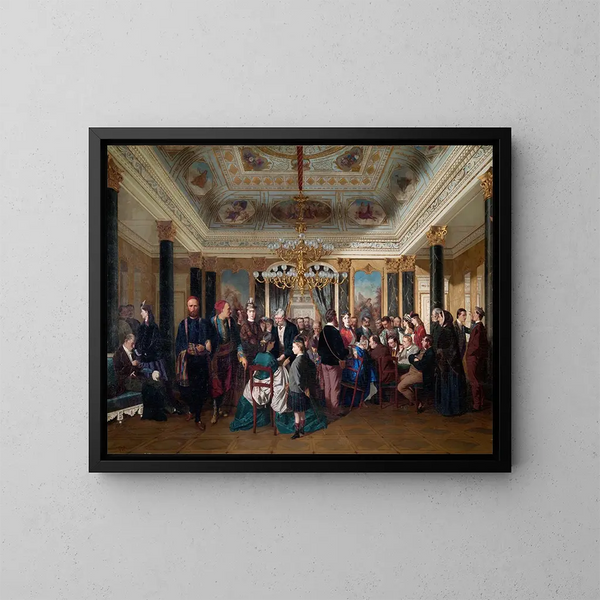 Una sala de juegos en Wiesbaden - Carl d'Unker — cuadro enmarcado en la pared
