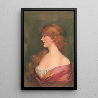 Carle J Blenner - Girl with long brown hair in a red dress.webp