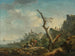 Un paisaje fluvial con figuras alargadas en primer plano - Carlo Bonavia — vista de la obra