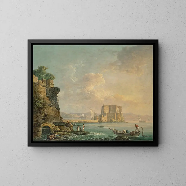 Nápoles con el Castel dell'Ovo - Carlo Bonavia — cuadro enmarcado en la pared