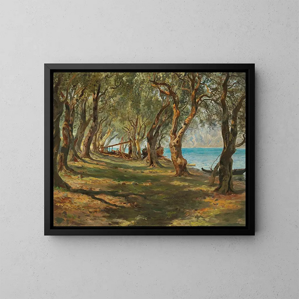 Olive grove au bord du lac de Garde - Carlo Brioschi — framed artwork on a wall