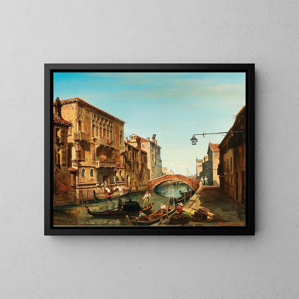 Venice, view of the Palazzo del Cammello in Cannaregio - Carlo Brioschi — framed artwork on a wall