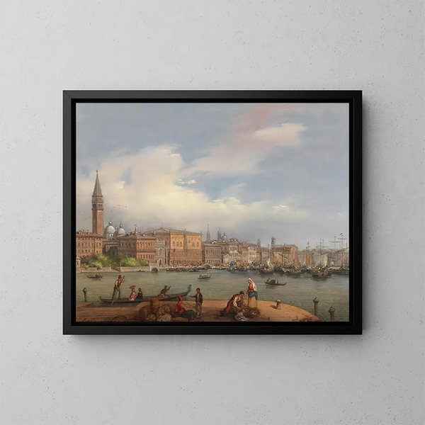 View of the Doges' Palace from the Customs House in Venice - Carlo Canella — framed artwork on a wall