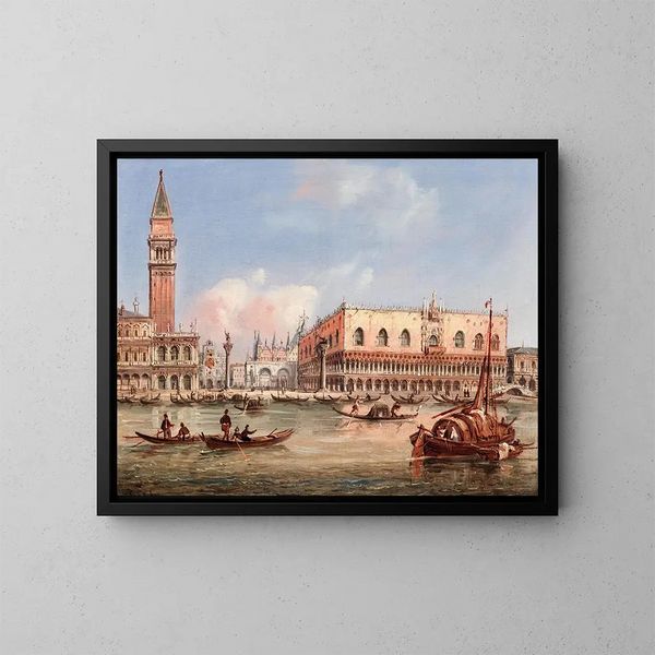 Venice, view of the Piazzetta and the Doge's Palace from the Bacino di San Marco - Carlo Grubacs — framed artwork on a wall