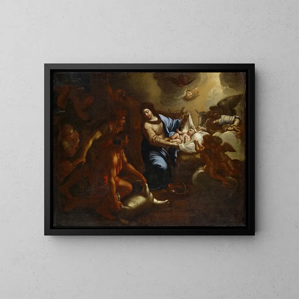 Adoración de los pastores - Carlo Maratti — cuadro enmarcado en la pared