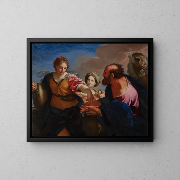 Rebecca y Eliezer en el pozo - Carlo Maratti — cuadro enmarcado en la pared