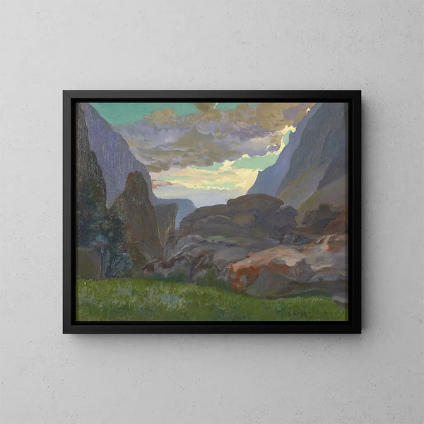 Landscape Painting of Dauphiné - Carlos Schwabe — framed artwork on a wall
