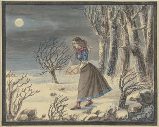Caroline Pierson - Die Dichterin Anna Louise Karsch in einer Winterlandschaft bei Vollmond.webp