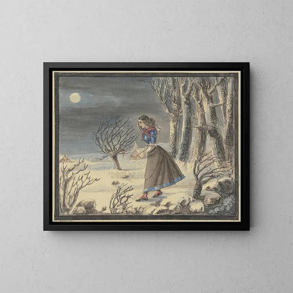 La poeta Anna Louise Karsch en un paisaje de invierno a la luz de la luna - Caroline Pierson — cuadro enmarcado en la pared