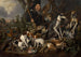Gentleman hunter with his pack of dogs and his hunting trophies - Carstian Luyckx — artwork view
