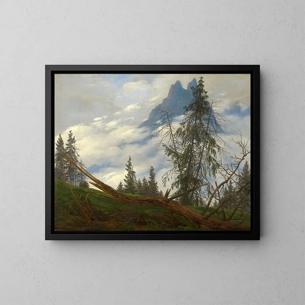 Cumbre de montaña con nubes flotantes - Caspar David Friedrich — cuadro enmarcado en la pared