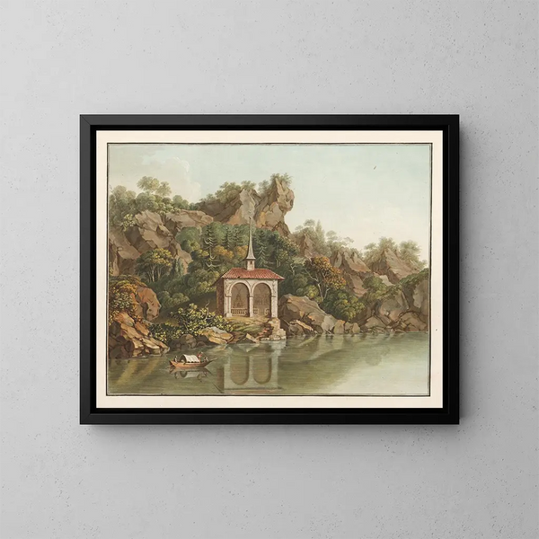 la Capilla de Guillermo Tell sobre el lago de los Cuatro Cantones - Caspar Wolf — cuadro enmarcado en la pared