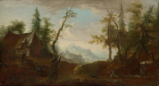 Caspar Wolf - Farmhouse in a Forest Glade with Riders.webp