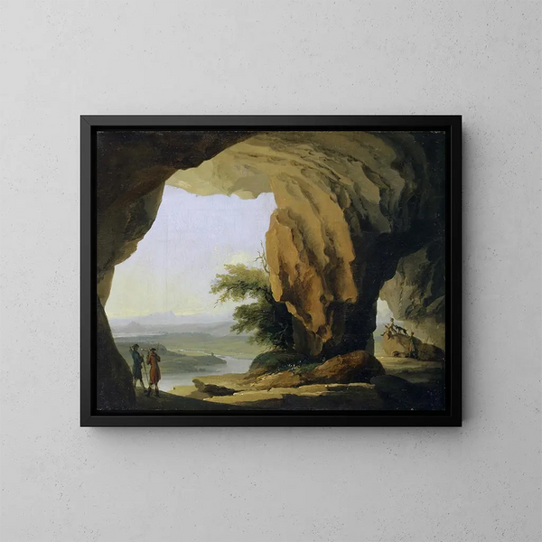 Paisaje con la cueva de Béat. - Caspar Wolf — cuadro enmarcado en la pared