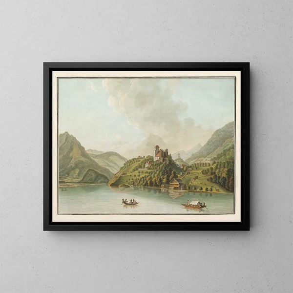Vista de Rinkenberg sobre el lago de Brienz - Caspar Wolf — cuadro enmarcado en la pared