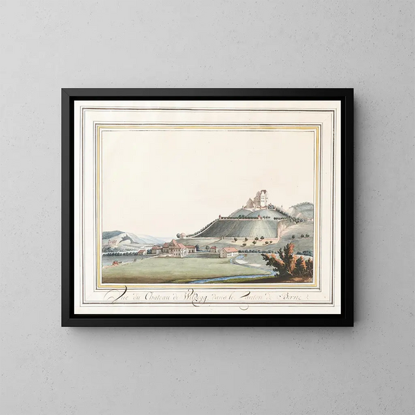 Vista del castillo de Wildegg en el cantón de Berna - Caspar Wolf — cuadro enmarcado en la pared