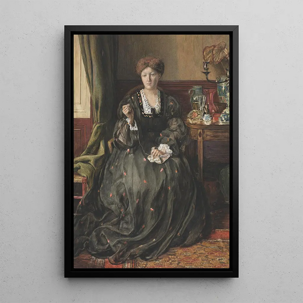 retrato pensativo de Emma Madox Brown - Catherine Madox Brown — cuadro enmarcado en la pared