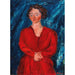 La Femme en rouge au fond bleu - Chaïm Soutine — framed artwork on a wall