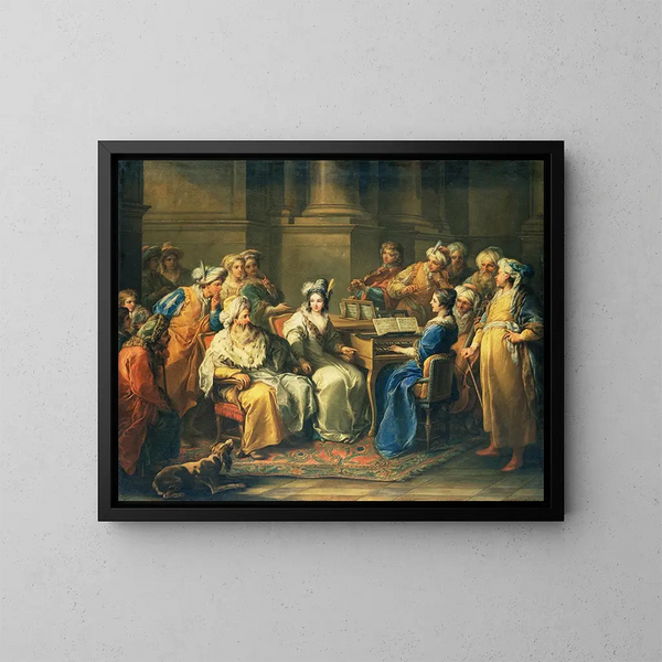 El Gran Señor dando un concierto a su amante - Charles André van Loo — cuadro enmarcado en la pared
