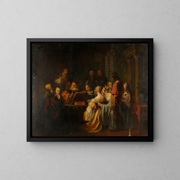 The reading of the Bible - Charles-Auguste Herb — framed artwork on a wall