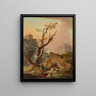 CharlesFranois Grenier De Lacroix - An Italian landscape with figures.webp