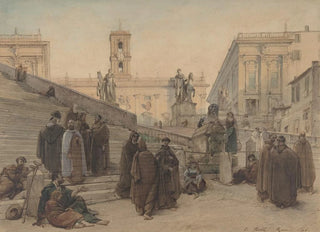 CharlesFranois Houel - The Campidoglio seen from the Staircase of the Church of the Aracoeli Rome at Sunset.webp