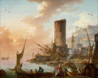 CharlesFranois Lacroix - Mediterranean port bustling with Levantine fishermen and merchants in the morning.webp