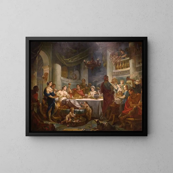 The Meal of Cleopatra and Mark Antony - Charles-Joseph Natoire — framed artwork on a wall