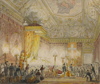 Charles Abraham Chasselat - Chapelle ardente du roi Louis XVIII dans la salle du Trne des Tuileries.webp