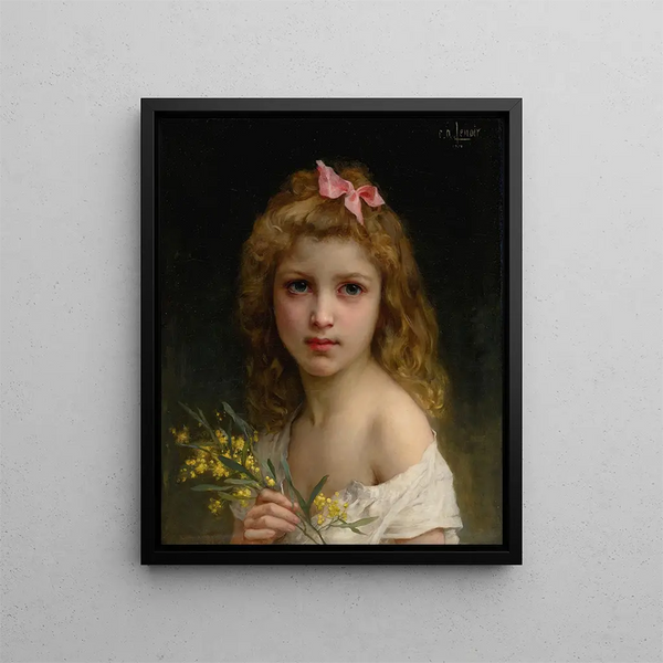 Charles Amable Lenoir - Portrait Of A Girl With Mimosa Blossoms.webp