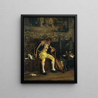 Un valet de pied endormi - Charles Bargue — cuadro enmarcado en la pared