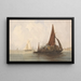 Chaland à foin sur une mer calme - Charles Bentley — framed artwork on a wall