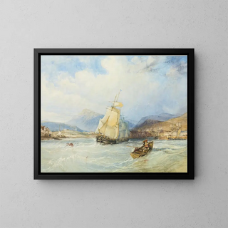 Charles Bentley - Ships Off A Town In A Mountainous Landscape.webp