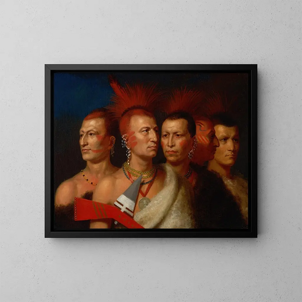 Joven Omahaw, águila de guerra, Petite Missouri y Pawnees - Charles Bird King — cuadro enmarcado en la pared
