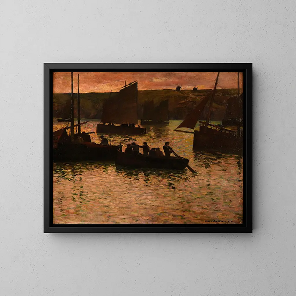 En el puerto - Charles Cottet — cuadro enmarcado en la pared
