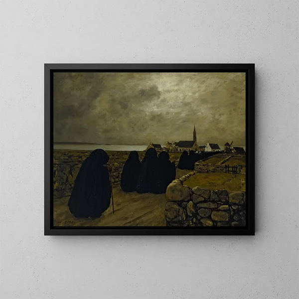 Misa baja en invierno en Bretaña - Charles Cottet — cuadro enmarcado en la pared