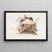 Casas con rojo - Charles Demuth — cuadro enmarcado en la pared