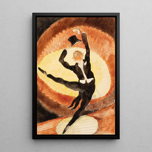 in vaudeville, acrobatic dancer with top hat - Charles Demuth — framed artwork on a wall
