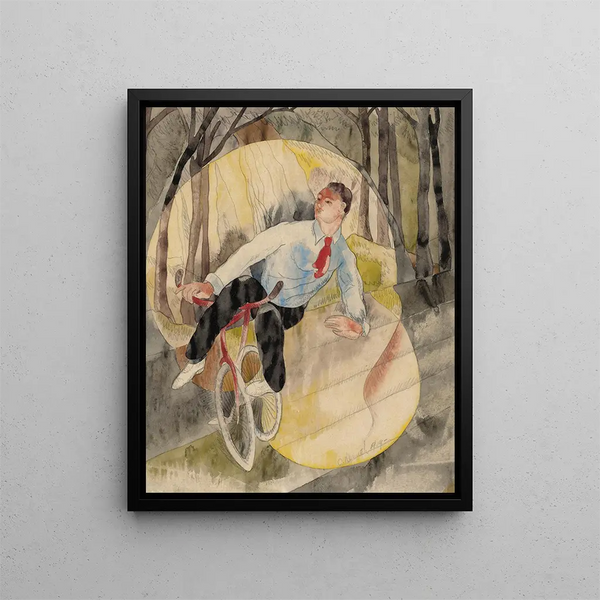in Vaudeville the cyclist - Charles Demuth — framed artwork on a wall