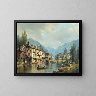 Charles Euphrasie Kuwasseg - An Alpine Town In Spring.webp