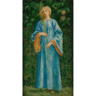 Charles Fairfax Murray - A female figure dressed in blue holding a palm.webp
