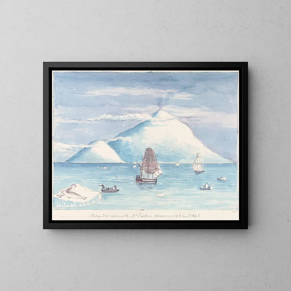 Île Beaufort, Mount Erebus - Charles Hamilton Smith — framed artwork on a wall
