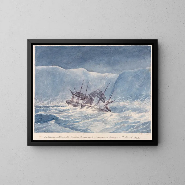 Colisión entre l'Erebus y el Terror al viento de los icebergs, 13 de marzo de 1842 - Charles Hamilton Smith — cuadro enmarcado en la pared
