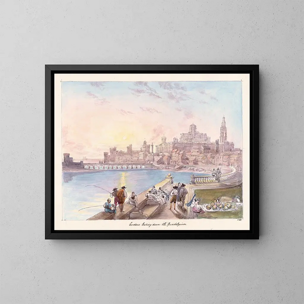 Cordoba painting overlooking the Guadalquivir - Charles Hamilton Smith — framed artwork on a wall