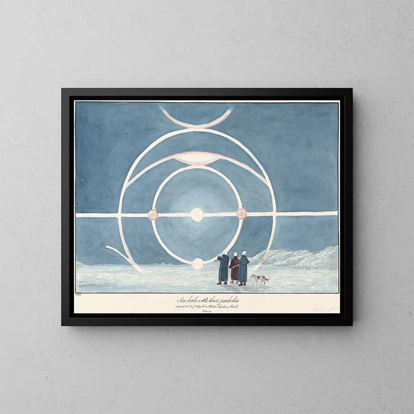Halo with three parhelia, winter port, Melville Island - Charles Hamilton Smith — framed artwork on a wall