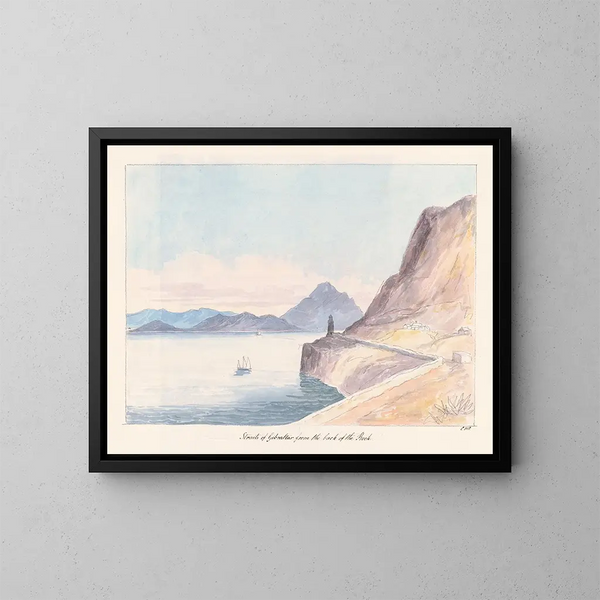 del Détroit de Gibraltar visto desde la parte trasera del acantilado - Charles Hamilton Smith — cuadro enmarcado en la pared