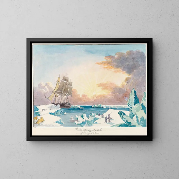 La Doreathea atrapada en el hielo frente a Spitzberg, vista desde el norte - Charles Hamilton Smith — cuadro enmarcado en la pared