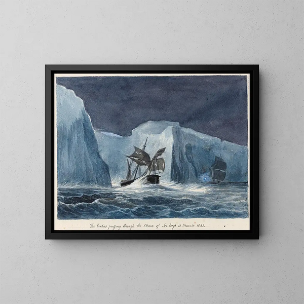 L'Erebus pasando a través de la cadena de icebergs - Charles Hamilton Smith — cuadro enmarcado en la pared