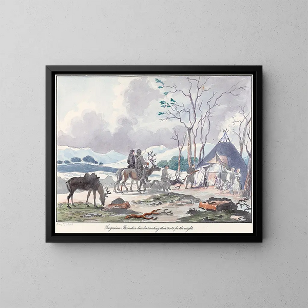 Criadores de renos tongus de montaje de su tienda para la noche - Charles Hamilton Smith — cuadro enmarcado en la pared