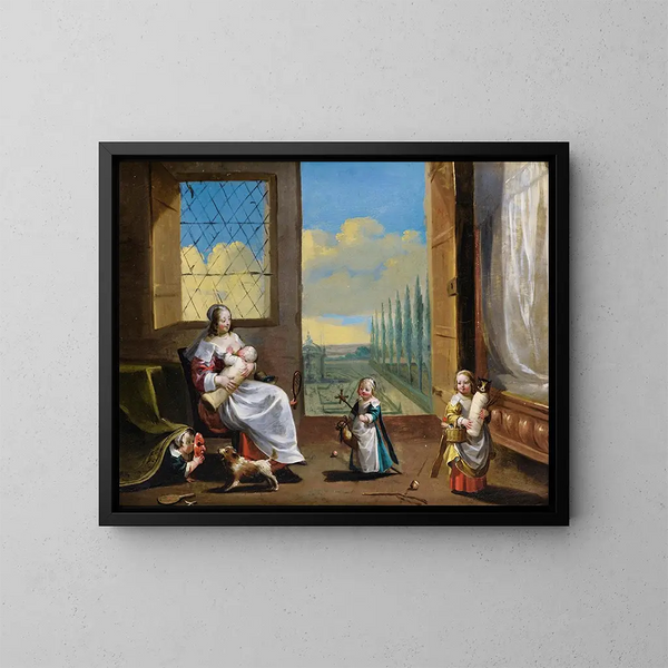 L'allégorie de l'enfance - Charles Le Brun — cuadro enmarcado en la pared